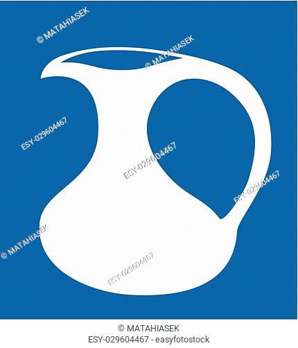 Milk jug. Silhouette. Isolated. Blue background
