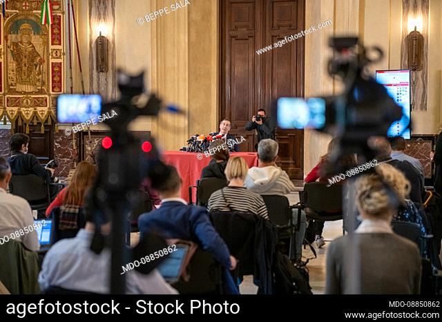 Mayor Beppe Sala during the press conference for his second term at Palazzo Marino. Milan (Italy), October 5th, 2021
