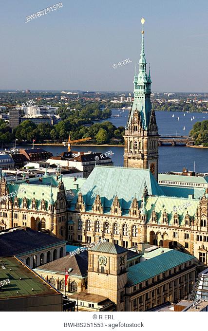 Town Hall of Hamburg at Alster River, Germany, Hamburg