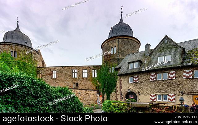 Beberbeck, Hessen / Germany - 2 August 2020: the 12th-century Sabbaburg ruins in Hessen