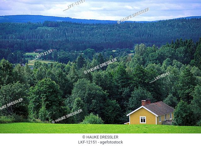 Lonesome farm house at idyllic scenery, Vetlanda, Smaland, Sweden, Europe