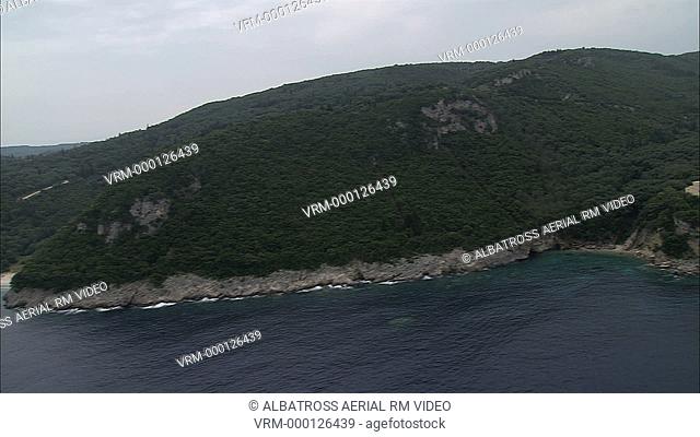 Aerial HD video of Paleokastritza area in Corfu Island