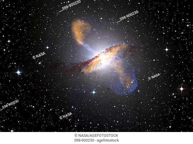 This image of Centaurus A shows a spectacular new view of a supermassive black hole's power  Jets and lobes powered by the central black hole in this nearby...