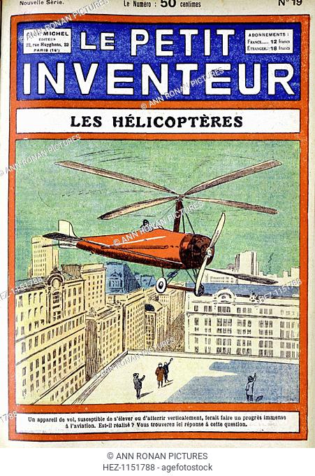Autogiro (1928), designed by Spanish engineer Juan de la Cierva (Cordoniu) 1896-1936. From Le Petit Inventeur, Paris, 1928