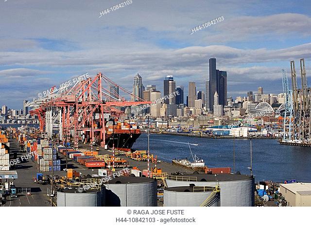 USA, America, United States, North America, Seattle city, Washington State, Elliott Bay, October 2007, North America