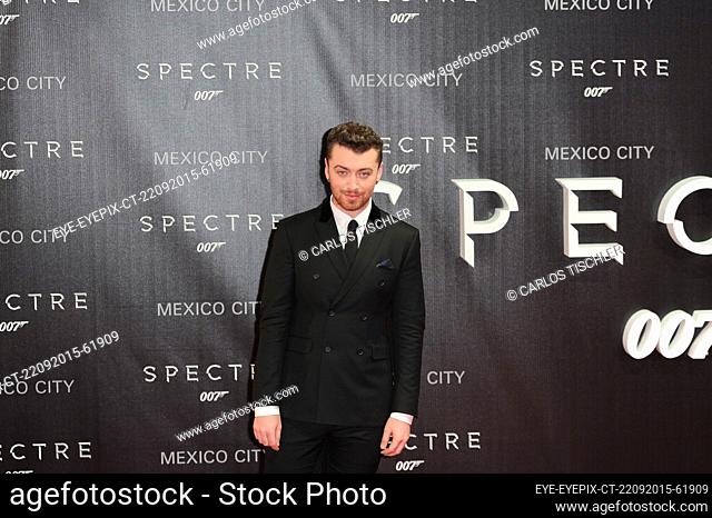 MEXICO CITY, MEXICO NOV 2, 2015: Sam Smith poses for photos during the  Red Carpet of James Bond 'Spectre' Latin America Film Premiere at Auditorio Nacional on...