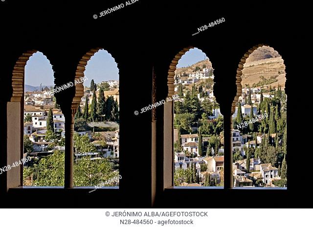 Albaicín as seen from the Alhambra. Granada. Andalucia. Spain