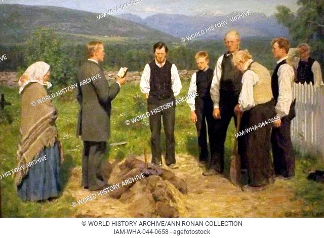 Peasant Burial 1883-85 by Erik Werenskiold (1855-1938), oil on canvas