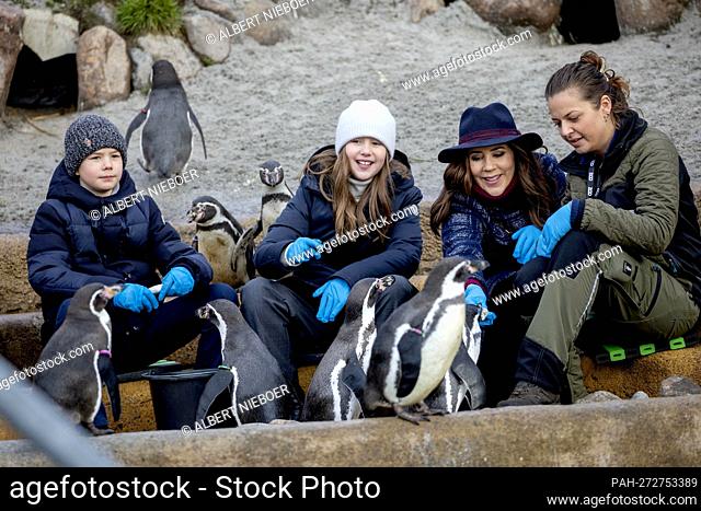 Crown Princess Mary, Prince Vincent and Princess Josephine of Denmark at the Kobenhavn Zoo in Copenhagen, on February 02, 2022
