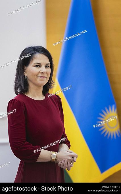 Annalena Baerbock (Buendnis 90/The Greens), Federal Foreign Minister, photographed during a joint meeting with Paul Kagame (not in the picture)