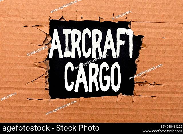 Text showing inspiration Aircraft Cargo, Business idea Freight Carrier Airmail Transport goods through airplane Smart Office Plans Construction Development And...