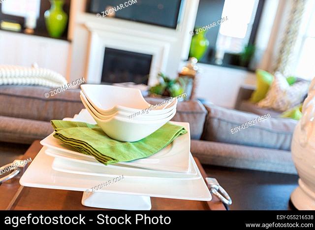 Apple Green Accents Decorative Dining Abstract in Home