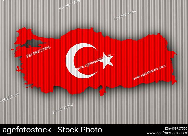 Karte und Fahne der Türkei auf Wellblech - Map and flag of Turkey on corrugated iron