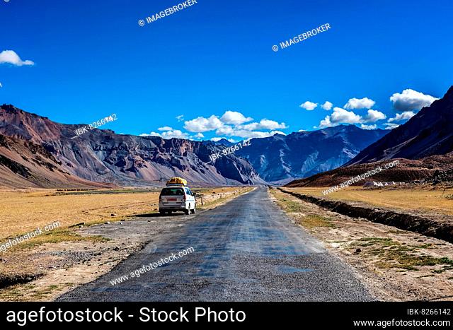 Manali-Leh road to Ladakh in Indian Himalayas with car, Sarchu, Ladakh, India, Asia