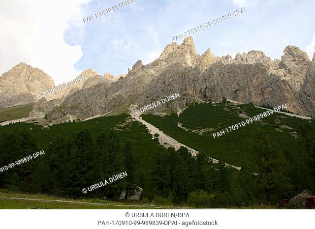 View of dolomites near the Rifugio Gardeccia house on 1, 950 meters altitude, photographed during a break of the shooting of the 6th episode of the...