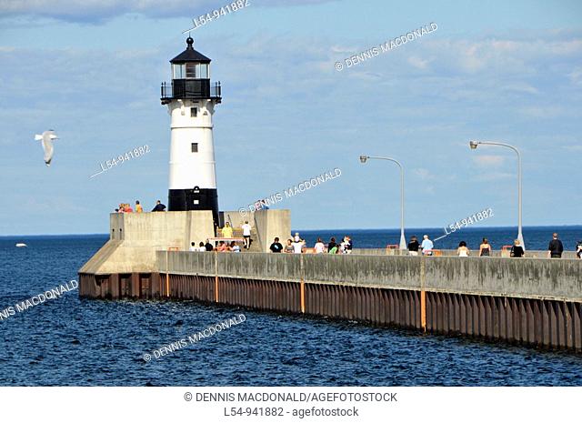 Lighthouse in harbor of Downtown Duluth Minnesota