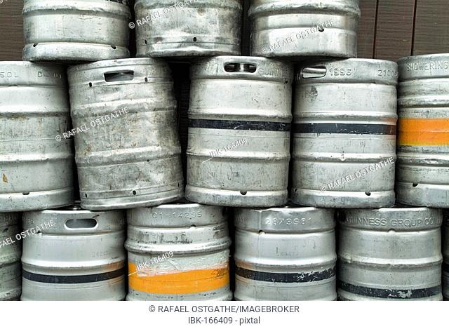 Empty Beer Barrels in front of an irish pub , Irland
