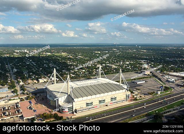 View of Alamodome from the Observation Deck at Tower of the Americas in San Antonio, Texas