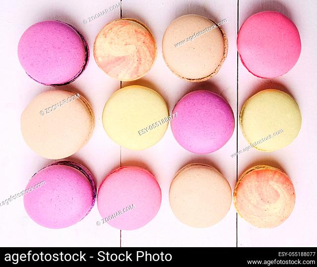 Candy, sweet. Delicious french macaron on the table