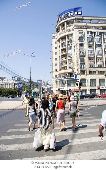 Pedestrian crossing in Bucharest, Romania
