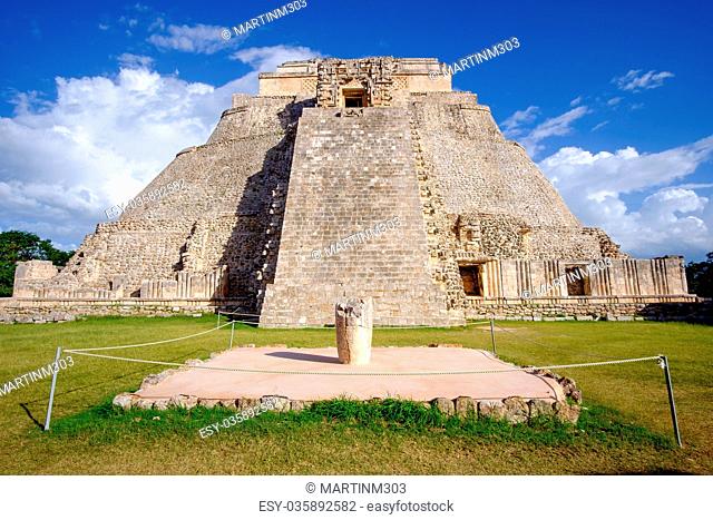 Scenic view of Mayan pyramid in Uxmal