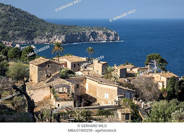 View over Lluc Alcari in the Cala de Deia, Mallorca, Balearic Islands, Spain