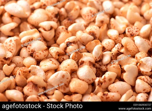 Close up of puffed buckwheat background