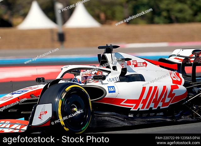 22 July 2022, France, Le Castellet: Motorsport: Formula 1 World Championship, French Grand Prix, 2nd Free Practice: Kevin Magnussen from Denmark of Team Haas is...