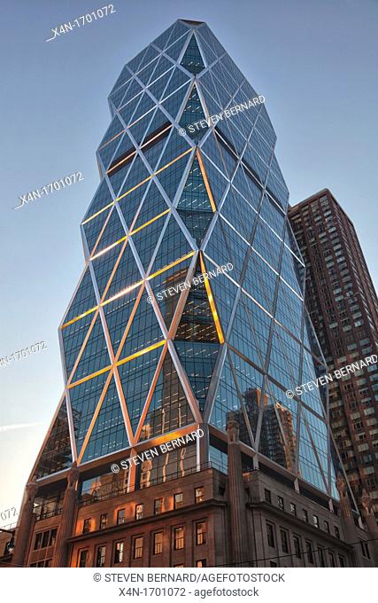Hearst Tower on corner of 8th Avenue and W 57th Street in Manhattan, New York City, United States of America