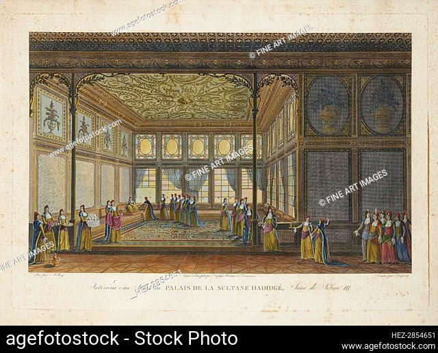 Interior in the Palace of princess Hatice Sultan, half sister of Sultan Selim III, c. 1810. Creator: Melling, Antoine Ignace (1763-1831)