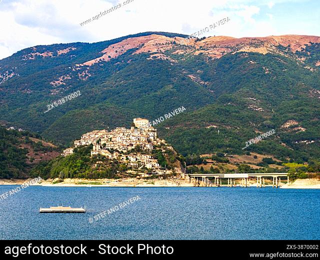 The Little town of Castel di Tora and the Turano lake - Rieti, Italy