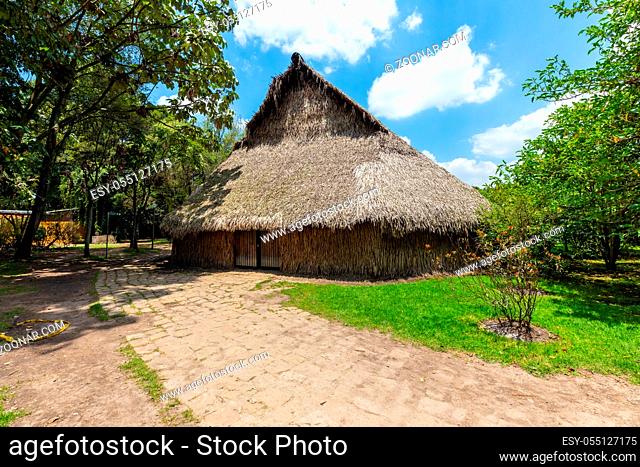 Bogota Colombia April 8 this straw hut in the botanical garden of Bogota, located in the center of the city, recreates the atmosphere of the Colombian life