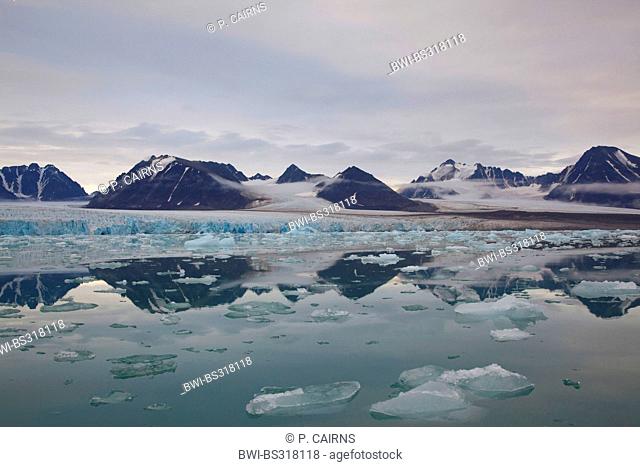 reflections in glacial fjord, Norway, Svalbard, Kongsfjorden