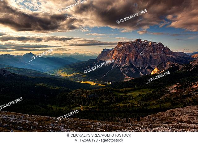 Badia Valley with Conturines group, Eastern Dolomites, South Tyrol, Italy
