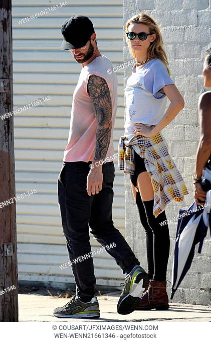 Adam Levine and wife Behati Prinsloo on the set of Maroon 5's music video  for their next single..., Stock Photo, Picture And Rights Managed Image.  Pic. WEN-WENN21661346 | agefotostock