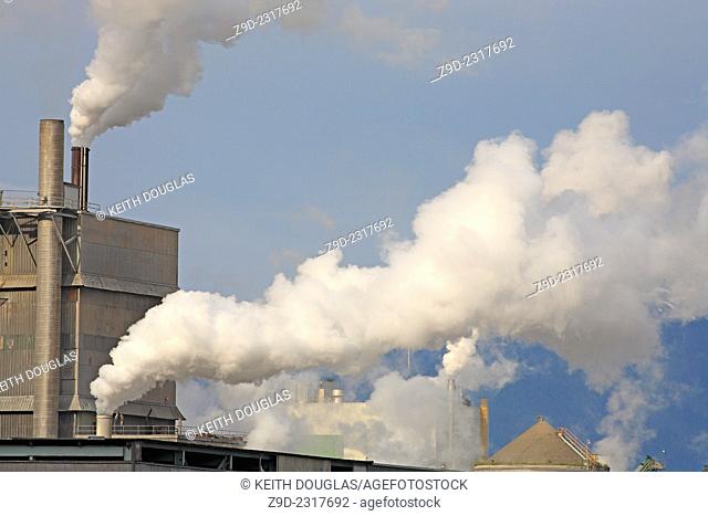 Emissions coming from the now defunct Eurocan Pulp and Paper mill, Kitimat, British Columbia