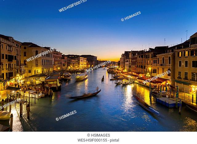 Italy, Venice, View of Grand Canal at dusk