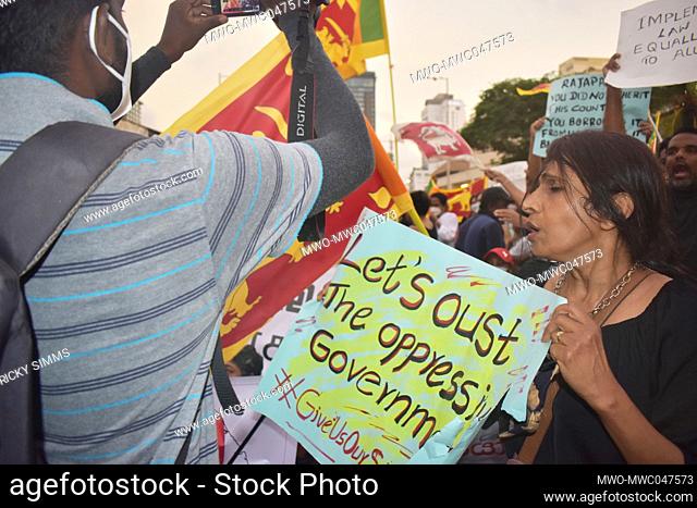 Colombo, Sri Lanka. 1st May 2022. At a May Day protest Rally past students of leading Colombo Schools demanded the immediate resignation of the President