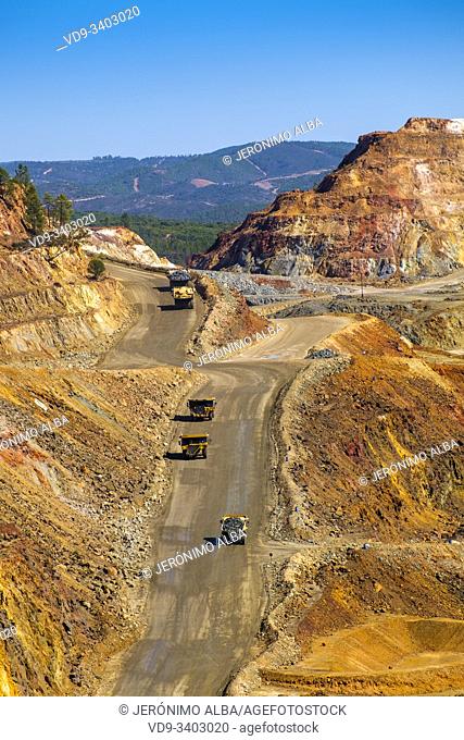 Main open pit copper sulphur mine at Rio Tinto, Sierra de Aracena and Picos de Aroche Natural Park. Huelva province. Southern Andalusia, Spain. Europe