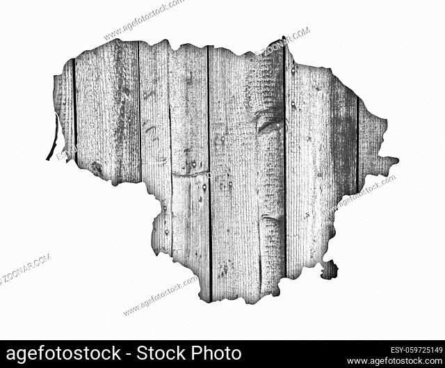 Karte von Litauen auf verwittertem Holz - Map of Lithuania on weathered wood