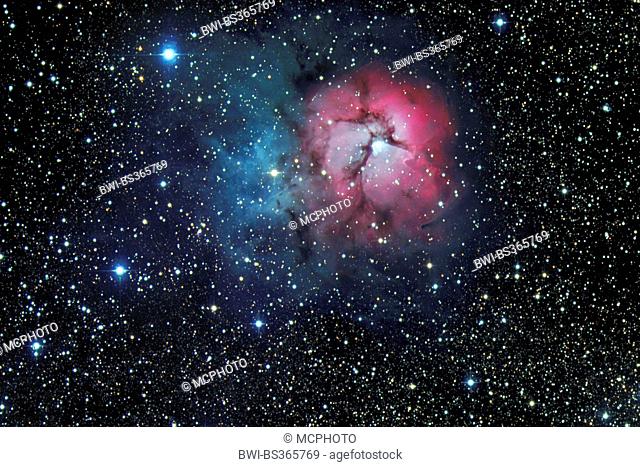 Trifid nebula, M20 and NGC 6514, in constellation Sagittarius