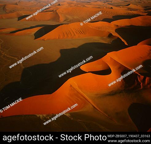 Aerial view over Sand Dunes, Sossusvlei, Namibia, Africa