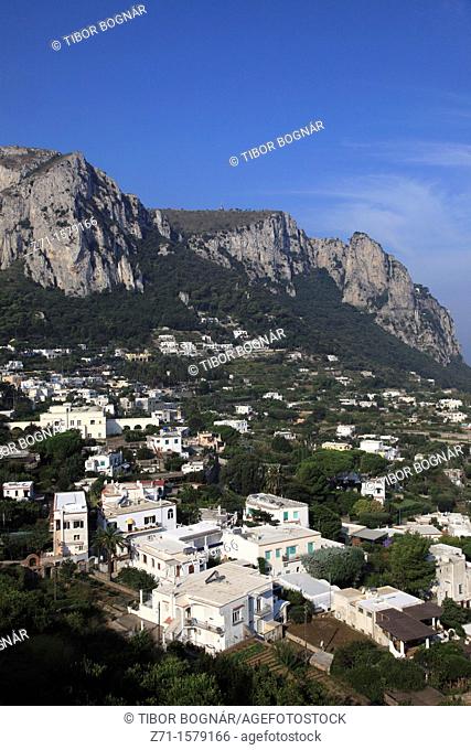 Italy, Campania, Capri, Marina Grande, general aerial view