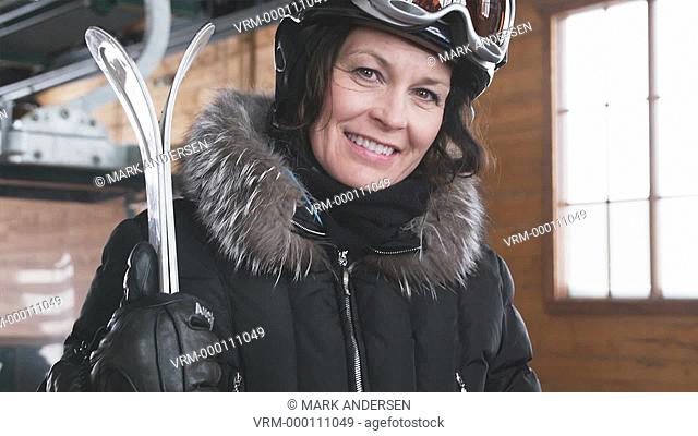 mature woman on a ski holiday
