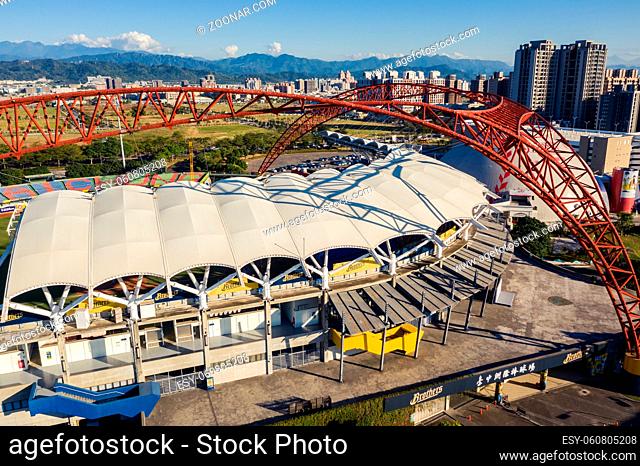 Taichung, Taiwan - November 28th, 2019: aerial view of Taichung Intercontinental Baseball Stadium at Taichung City, Taiwan, Asia