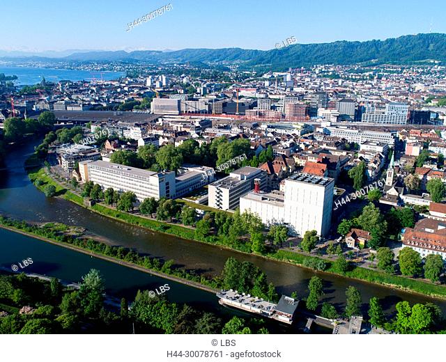 Aerial view Zurich Kreis 5 with main station