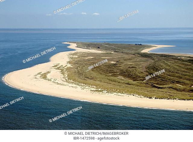 Aerial view, Ellenbogen spit with Listland and Koenigshafen bay, most northern piece of land in Germany, Sylt island, Nationalpark Schleswig-Holsteinisches...