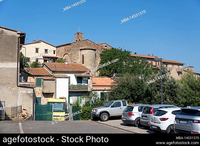 Houses and parking in Sasso d'Ombrone, Province of Grosseto, Tuscany, Italy