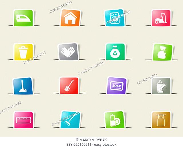Cleaning service icons set for web sites and user interface
