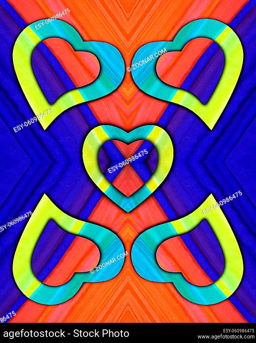 Happy valentines day colorful background with coloured hearts